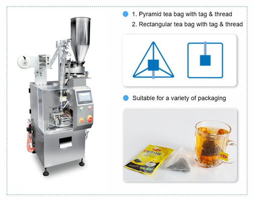 Bolsita de té automática de la máquina 10g del acondicionamiento de los alimentos del filtro de nylon de la pirámide con la etiqueta de la secuencia