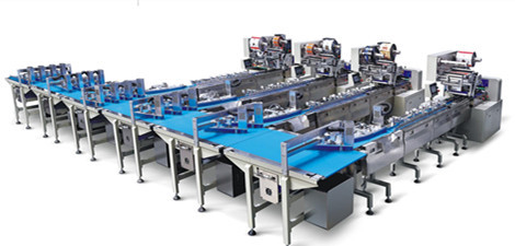 Línea de envasado automática de la comida de la galleta de la galleta alimentación de la galleta de la torta y línea de embalaje del bolso