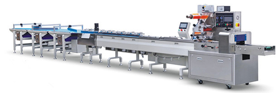 Línea de envasado automática de la comida de la galleta de la galleta alimentación de la galleta de la torta y línea de embalaje del bolso